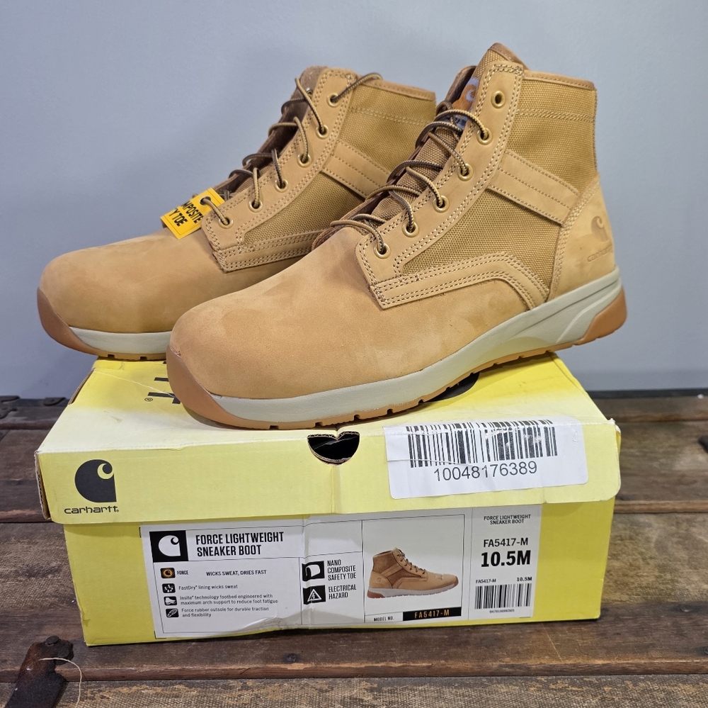 NWT Carhartt Force Lightweight Lace Up Sneaker Boot Composite Safety Toe. 10.5